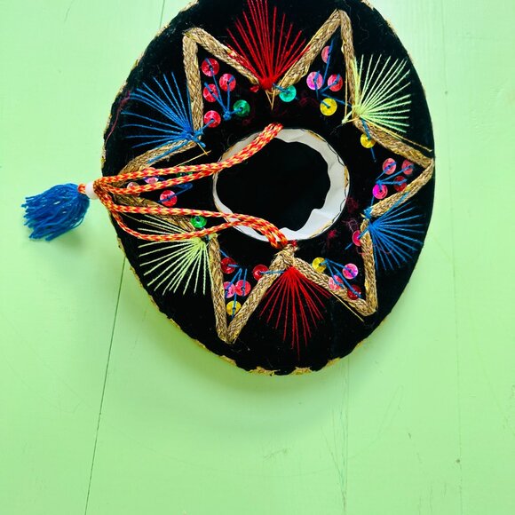Vintage Mini-Sombrero Hat Sequined Velvet Mexican Mariachi Sombrero Decor Party - Picture 7 of 7